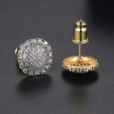 Vintage Gold Punk Iced Zircon Stud Earrings for Women Wedding  Jewelry