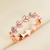 Rose Gold Leaves Ring for Women Party Jewelry