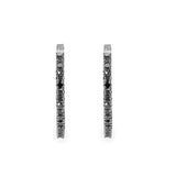 Round Black Spinel Hoop Earrings Silver Engagement for Women Jewelry