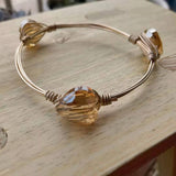 Vintage Golden Wire Wrapped Pearls Bracelet Life Bangle For Women Jewelry