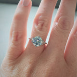 Round Sky Blue Flower Ring Women Anniverssary jewelry