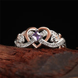 Heart Rose Flower Ring Women Wedding Engagement Jewelry