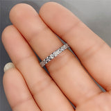 Shiny Thin Engagement Band Ring Silver Zircon for Women Jeweller