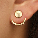 Round Golden Moon Stud Earrings for Women Anniverssary Jewelry