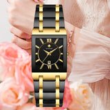 Luxury Black Gold Watch Quartz Watche Square Women Wristwatch