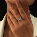 Luxury 18K Cross Ring Women Wedding Engagement Jewelry