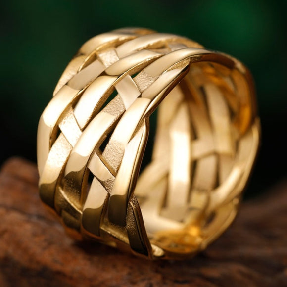 Vintage Weave Viking Ring Wedding Women Jewelry