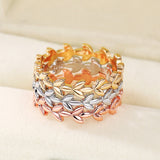 Rose Gold Leaves Ring for Women Party Jewelry