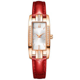 Women Diamond Watch Green Retro Leather Strap Jewelry