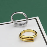 Silver Double Layer Ring Opening Luxury Handmade Jewelry Gift