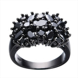 Big Black Inlaid Zircon Ring For Women Wedding Vintage Jewelry