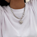 Punk Heart Pendant Necklace for Women Chain Jewelry Gift