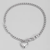 Punk Heart Pendant Necklace for Women Chain Jewelry Gift