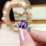 Purple Square Zircon Ring for Women Wedding Party Jewelry