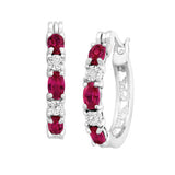 Oval Red Ruby Gemstones Earrings for Women Silver Jewelry