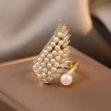 Luxury Wing Angel Pearl Ring For Women Wedding Anniverssary Jewelry