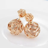 Luxury Red Opal Cherry Stud Earrings Spherical for Women Gift Jewelry