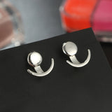 Round Golden Moon Stud Earrings for Women Anniverssary Jewelry