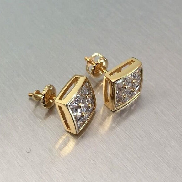 Luxury Gold Square Stud Earrings Women Wedding Jewelry