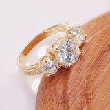 Clear Sapphire Ring 18K Gold For Women Anniverssary Party jewelry