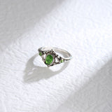 Classic Emerald Green Gemstone Ring Women Wedding Anniversary Jewelry