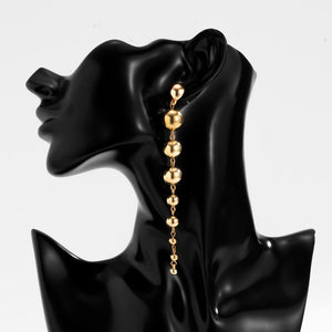 Gold Beads Ball Dangle Earrings for Women Anniverssary Jewelry