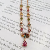 Garnet Gemstones Necklace Topaz Tourmaline Women  Party Anniversary Jewelry