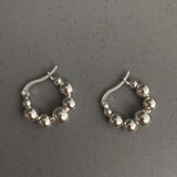 SILVER BEADS STRING HOOP EARRINGS FOR WOMEN BIRTHDAY PARTY JEWELRY