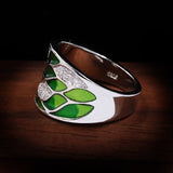 Inlaid Green Flower Zircon Ring 925 Silver for Women Wedding Jewelry