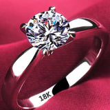 2.0ct Round Diamond Ring 18K White Gold Wedding for Women Gift Jewelry