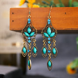 Ethnic Carved Gold Hollow Earrings Women Flower Wedding Jewelry