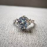 Round Sky Blue Flower Ring Women Anniverssary jewelry