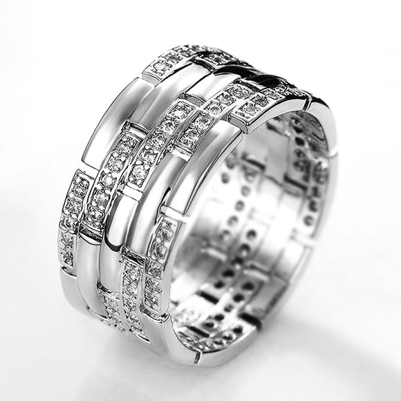 Luxury Silver Women Ring Anniversary Wedding Jewelry