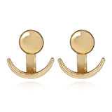 Round Golden Moon Stud Earrings for Women Anniverssary Jewelry