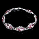 Luxury Pink Zircon Wedding Jewelry Sets for Women Bridal Jewelry