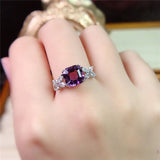 Purple Square Zircon Ring for Women Wedding Party Jewelry