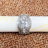 Luxury 3Pcs Gold Zircon Ring Set for Women Wedding  Jewelry