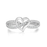 Inlaid Zircon Heart Ring For Women Wedding Anniverssary Jewelry