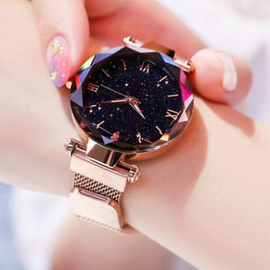 Women Starry Sky Belt Diamond Watch Magnet Buckle JEWELRY