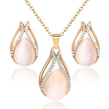 Water Drop Opal Gold Jewelry Set For Woman Wedding Jewelry