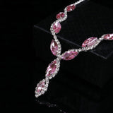 Luxury Pink Zircon Wedding Jewelry Sets for Women Bridal Jewelry