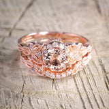 Shiny Zircon Gemstone Ring Set Women Wedding Rose Gold Jewelry