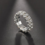 5 Rows Sapphire Elastic Bridal Ring for Women Wedding Party Jewelry