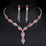 Luxury Pink Zircon Wedding Jewelry Sets for Women Bridal Jewelry