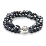 Black Baroque Freshwater Pearl Bracelets Jewelry Bangle for Women