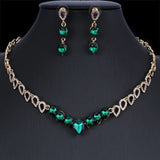 Green Emerald wedding jewelry set women necklace earrings 