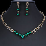 Green Emerald wedding jewelry set women necklace earrings 