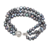 Black Baroque Freshwater Pearl Bracelets Jewelry Bangle for Women