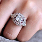  Vintage Zircon Women Ring Silver Anniversary Party Jewellery