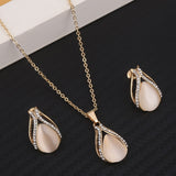 Water Drop Opal Gold Jewelry Set For Woman Wedding Jewelry